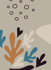 Abstract background with hand drawn shapes in pastel colors. Vector illustration.