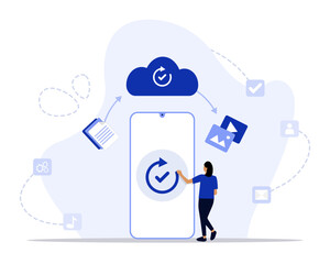 Sync concept illustration. Suitable for landing page, ui, web, App intro card, editorial, flyer, and banner.