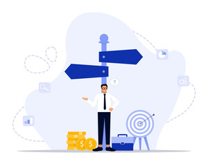 Business decisions concept illustration. Suitable for landing page, ui, web, App intro card, editorial, flyer, and banner.