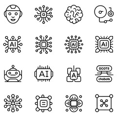Fototapeta premium unique high quality artificial intelligence line icon set