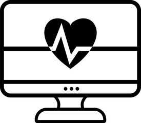 Heart Rate Monitor Icon. Medical Heart Monitor Icon with Heartbeat Line. ECG Monitor Symbol
