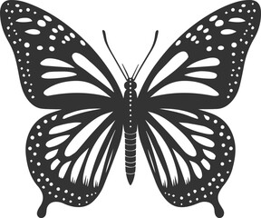 Vector cute insect silhouette of a monarch butterfly black drawing