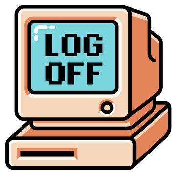 Vintage Computer Cartoon Sticker Illustration