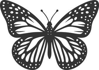 Vector cute insect silhouette of a monarch butterfly black drawing
