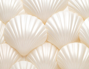 Ocean's Elegance: A close-up shot reveals the pearly texture and intricate patterns of multiple seashells, creating a captivating display of natural beauty. 