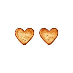 Obraz premium Heart shaped cookies with golden edges and sweet decorative topping isolated on white background