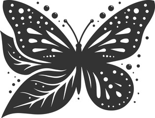 Vector cute insect silhouette of a monarch butterfly black drawing