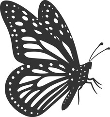 Vector cute insect silhouette of a monarch butterfly black drawing