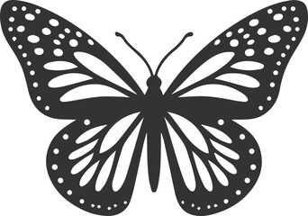Vector cute insect silhouette of a monarch butterfly black drawing
