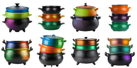 Colorful Stacked Cooking Pots