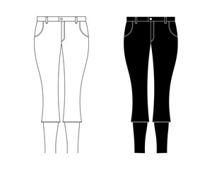 front view Capri pants icon set isolated on white background