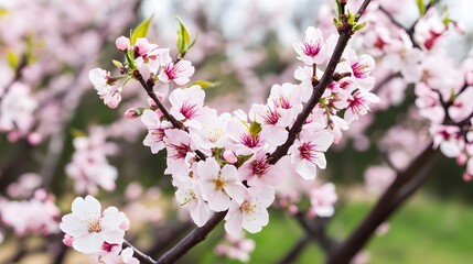 Naklejka premium Stunning Pink Almond Blossom Flowers in Spring