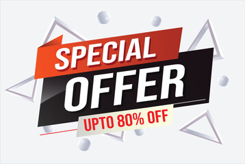 Special offer word concept vector illustration red modern futuristic 3d style for landing page template ui web mobile app poster banner flyer background gift card coupon label wallpaper 
