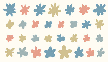 かわいい手書きの花のイラストセット　ベクターカラー