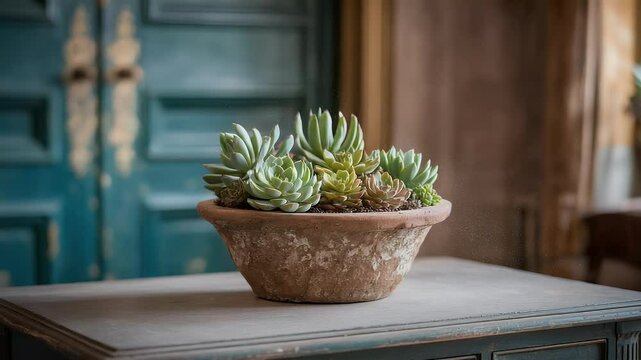Succulents in terracotta pot indoor plants still life photography