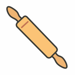 Cute rolling pin icon in flat hand-drawn style. Perfect for baking graphics, recipe illustrations, kitchen icons, or pastry-themed visuals.