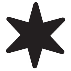 Obraz premium A simple black six pointed star shape with rounded tips on a clean white background