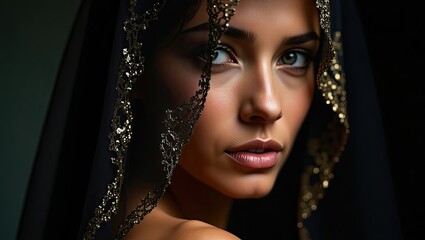 woman, fashion, beauty, model, makeup, face, hair, glamour, jewelry, black, necklace, style, make-up, lady, people, hairstyle, elegant, person, eyes, elegance, lips, closeup, studio, retro, one