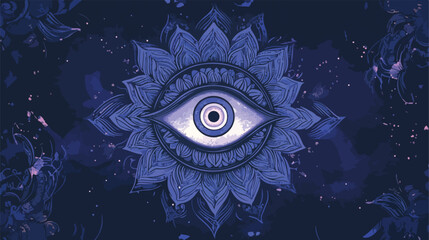 Ajna Third Eye Chakra Mandala Flat Vector Illustration