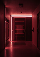 neon-lit weaving studio entrance