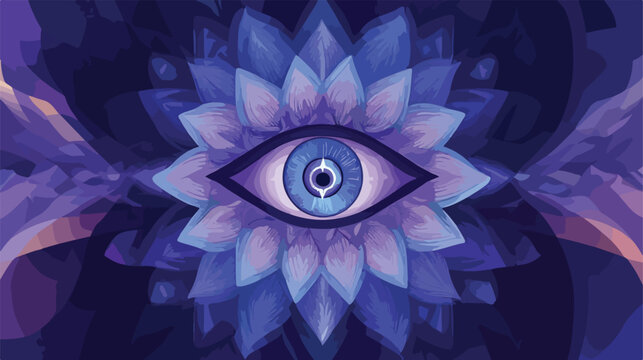 Ajna Third Eye Chakra Spiritual Flat Vector Illustration