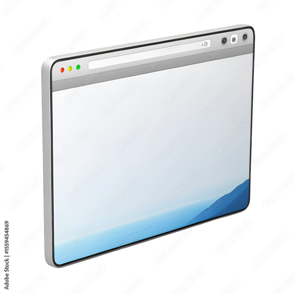 Poster 3d render of a web browser window tech icon shown isolated on a transparent background for ui design