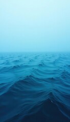 Fototapeta premium Deep blue ocean, thick fog obscures distant horizon , element, ocean