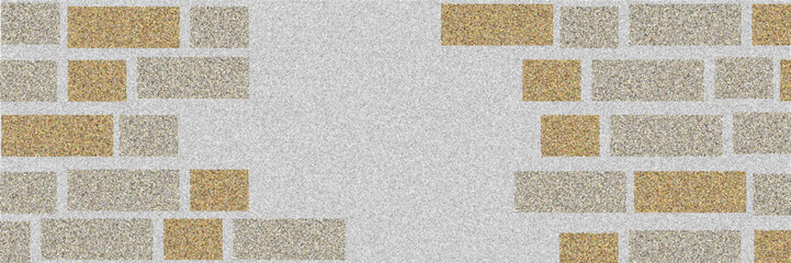 Realistic Vector broken brick wall horizontal transparent background. Hole in flat bown wall texture. Yellow textured brickwork for print, design, decor, background.