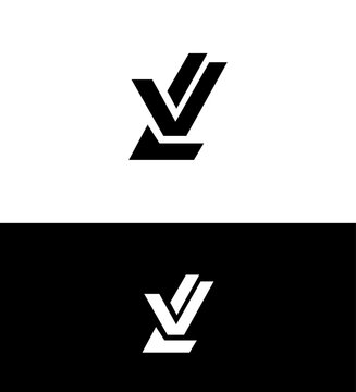 Abstract Geometric VL Logo Design Black, White, Minimalist, Modern, Vector, Branding, Identity, 