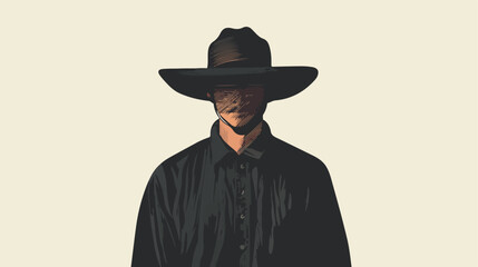 Amish Man with Hat Flat Vector Illustration
