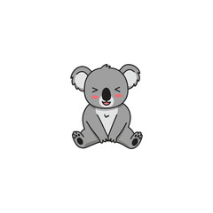 Naklejka premium An icon of a cute cartoon koala character sitting with one eye winking and a playful expression, suggesting mischief, charm, and a knowing secret.