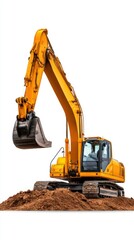 Heavy Excavator Machine Digging Soil on Construction Site