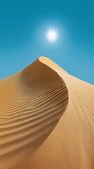 Serene Sand Dune Under Bright Sunlight in Clear Blue Sky