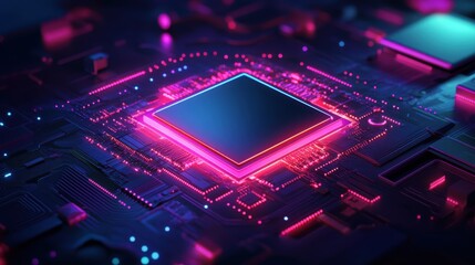 Obraz premium Futuristic glowing AI circuit board with electronic details for UI and GUI design. Hi-tech panel with light effects. Technology background. Vector illustration. EPS 10