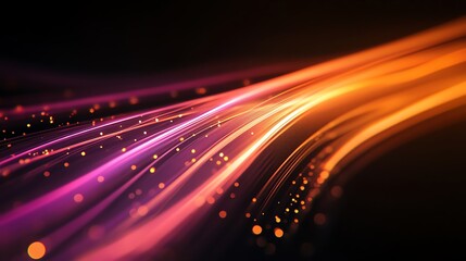 Fototapeta premium Abstract Orange Pink Light Trails Dancing Across Black Velvet Background