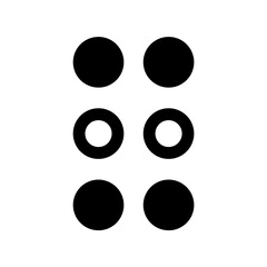 Outline icon of the Braille letter "X" in black, on a clean white background. 
Minimalist and scalable design, suitable for accessibility-related graphics, branding, or educational materials.