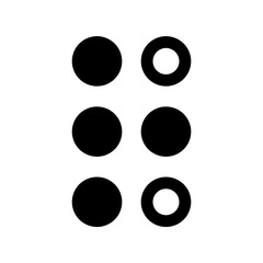 Outline icon of the Braille letter "R" in black, on a clean white background. Minimalist and scalable design, suitable for accessibility-related graphics, branding, or educational materials.