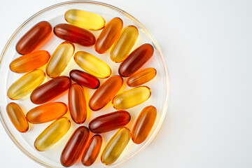 Vitamins capsules, fish oil, soft gels, supplements, omega 3, omega 9, vitamin D, vitamin E