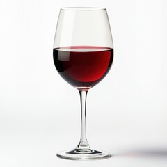 Elegant clear glass wine glass filled with red wine isolated on white background for fine dining and beverage presentation