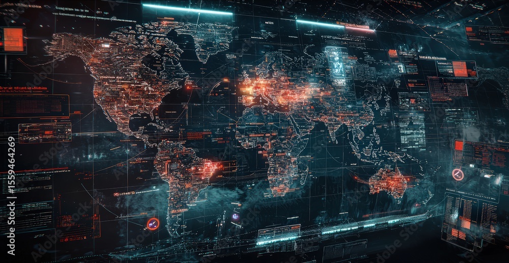Poster global cyber warfare zones interactive visualization of digital conflict environments