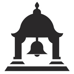 Minimal Temple Bell Silhouette Vector Traditional Spiritual Icon for Creative Use