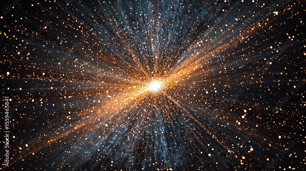 Poster expanding galaxy with a glowing dot outer space digital art cosmic environment abstract viewpoint as