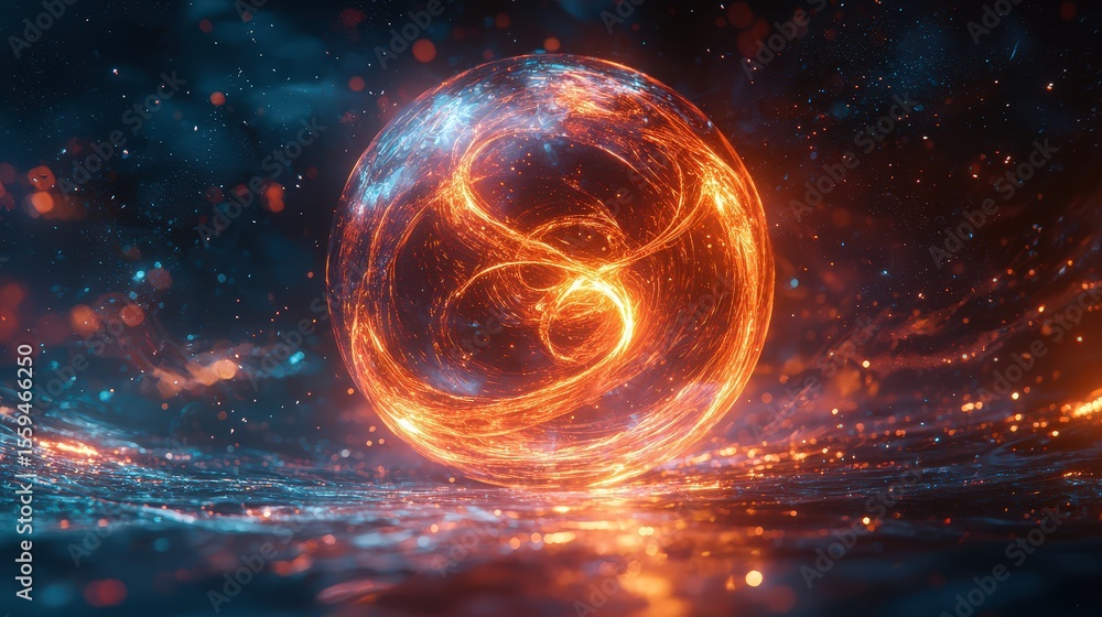 Poster Ethereal glowing orb in a cosmic void abstract visual art enigmatic environment captivating concept