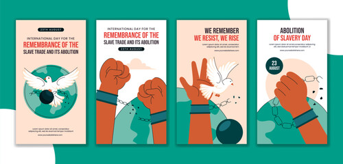 Flat Style Illustration for the Remembrance of the Slave Trade and Its Abolition Social Media Awareness Stories
