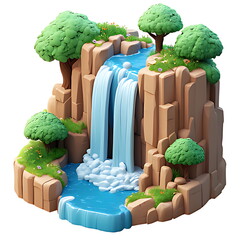 waterfall mountain 3d element