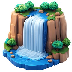 waterfall mountain 3d element