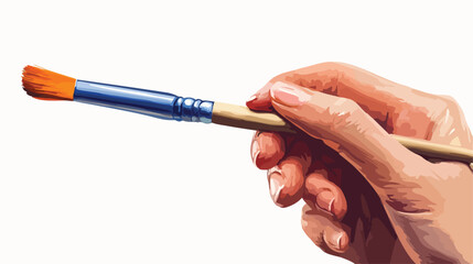 Naklejka premium Creative Hand Holding Paintbrush Flat Vector Illustration