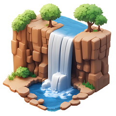 waterfall mountain 3d element