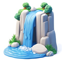 waterfall mountain 3d element