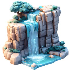 waterfall mountain 3d element